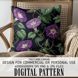 Purple Morning Glory Tumbler Design, Watercolor Flower Digital Paper, Floral Junk Journal, Printable Tumbler PNG, Digital Scrapbook thumbnail 5