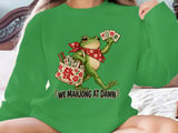 We Mahjong At Dawn Sweatshirt Cute Frog Tote Bag, Mahjong Player Gift Graphic Crewneck, Funny Mahjong Lover Shirt, Asian Board Game Apparel thumbnail 15