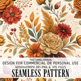 Floral Tumbler Design, Digital Paper, Autumn Flower Backgrounds, Watercolor Flowers, Junk Journal Pages, Printable Tumbler PNG, Scrapbooking thumbnail 1