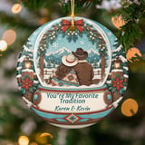 Western Couple Christmas Ornament, Personalized Country Snow Globe Keepsake, Rustic Holiday Tree Decor, Romantic Cowboy Gift for Her or Him thumbnail 2