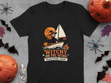 Witchy On The Wind Broom Prefer A Boom Sailing Witch Ocean Graphic Crewneck Sweatshirts thumbnail 1
