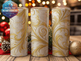 20 oz Golden Baroque Tumbler Wrap, Sublimation Design, Straight and Tapered, Marble Effect, Tumbler Digital Download thumbnail 2