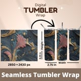 20 oz Tumbler Wrap Sublimation Design, Abstract Floral Tumbler, Straight and Tapered Wrap png, Digital Download, Ornate Tumbler Design thumbnail 5