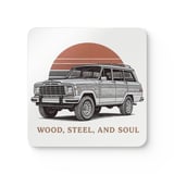 Grand Wagoneer Corkwood Coaster Set, The Waggy Car Coasters, Auto Decor, Wood, Steel, Soul, Gift For Car Lovers, Housewarming Gift thumbnail 4