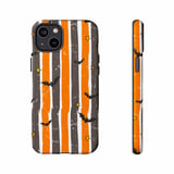 Spooky Bat & Star Grunge Stripe Phone Case, Halloween Aesthetic Tote Bag, Orange and Black Witchy Phone Cover thumbnail 18