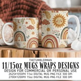 Boho Digital Pattern, Sun Moon Star Pattern, Rainbow Digital Bundle, Celestial Pattern, Boho Nursery Art Print, JPEG PNG Digital Products thumbnail 4