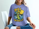 Pickleball Comfort Colors Shirt, Dill With It Funny Pickle Pun, Retro Court Player Vintage Graphic Tee thumbnail 8