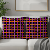 Spooky Bat Plaid Halloween Velveteen Blanket, Purple Orange Grunge Goth Cozy Woven Blanket & Throw Pillows, Fall Decor Gift thumbnail 14