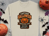 Captain Halloween Pumpkin Patrol Leader Graphic Print Crewneck Sweatshirts Spooky Season Jack O Lantern Design thumbnail 10