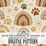 Boho Paw Print Rainbow Pattern Digital Size Bundle Png thumbnail 2