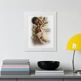 Black Woman Art Poster Rooted and Rising Print, Afrocentric Wall Decor, Melanin Botanical Framed Poster, Empowering African American Gift thumbnail 3