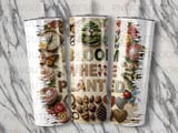 Bloom Where Planted Tumbler PNG Digital, 20oz Sublimation Design for Straight & Tapered Cups, Botanical Scrapbook Collage Art thumbnail 2