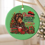 African American Christmas Ornaments, Black Woman Holiday Ornament, Melanin Christmas Tree Decor, Pan African Roots Xmas Keepsake Gift thumbnail 2