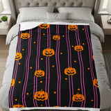 Halloween Jack O'Lantern Woven Blanket, Spooky Cute Pink Stripe Velveteen Blanket, Y2K Aesthetic Throw Pillow Decor Gift thumbnail 6