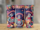 Personalized Halloween Tumbler, Day of the Dead Tumbler, Halloween Skeletons, Custom Name Tumbler, Fiesta Skull Tumbler, Sugar Skull Gift thumbnail 3