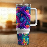 Octopus Tentacle Sublimation, 40oz Tumbler Wrap, Distressed Seamless, Ocean Animals Digital Download, Sea Life Print, Colorful Design thumbnail 2