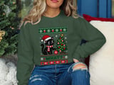 Black Cat What Pushing Christmas Tree Ornament Santa Hat Knitted Holiday Graphic Standard T Shirts thumbnail 8