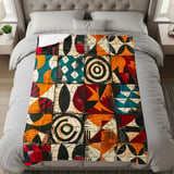 Abstract Geometric Pattern Velveteen Blanket, Woven Blanket, Throw Pillows - Modern Mid-Century Home Decor Gift thumbnail 6