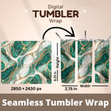Emerald Gold Marble Tumbler Design, Digital Paper, Watercolor Flowers, Floral Backgrounds, Junk Journal, Printable PNG, Scrapbooking thumbnail 7