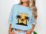 Comfort Colors Beach Vibes T-Shirt, Tropical Vacation Palm Tree Sunset Tee with Faux Gold Print Text, Coastal Summer Beach Lover Gift Shirt thumbnail 8