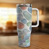 40oz Tumbler Sublimation Wrap, Seamless Pebble Digital Paper, Distressed Tapered Design, Abstract Stones Pattern, Print File thumbnail 3