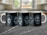 Creepy Ghost Faces Mug Wrap Design, Spooky Digital Sublimation for 11oz 15oz Mugs, Horror Dark Art Instant Download Digital thumbnail 9