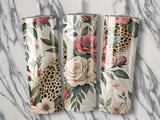 Floral Cheetah 20oz Tumbler Wrap PNG, Pink Rose Tumbler Design, Animal Print Tumbler, Digital Download for Sublimation thumbnail 2