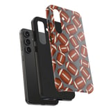 Football Design Tote Bag Phone Case: Sporty Pattern, Brown and White, Repeated thumbnail 4