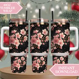 Cherry Blossom Tumbler, Digital Papers, Watercolor Flowers, Floral Junk Journal, Printable Tumbler PNG, Scrapbooking Paper Designs thumbnail 8