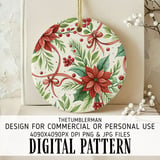 Poinsettia Tumbler, Watercolor Flower Digital Papers, Floral Junk Journal, Christmas Digital Paper, Printable Poinsettia Tumbler PNG thumbnail 3