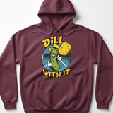 Pickleball Gildan Fleece Hoodie, Dill With It Funny Pickleball Character, Cozy Winter Court Pullover thumbnail 3