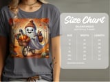 Ghost on Bicycle T-Shirts, Autumn Leaves, Squirrel, Halloween, Cute Spooky Season, Funny Holiday T-Shirts, Fall Season T-Shirts thumbnail 6