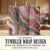 20 oz Geode Tumbler Wrap Sublimation Design, Pink Gold Crystal, Straight and Tapered Wrap png, Digital Download, Tumbler Design thumbnail 1