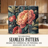 Peony Flower Tumbler, Digital Paper, Watercolor Floral Background, Junk Journal, Printable Tumbler PNG, Digital Scrapbooking Paper thumbnail 2