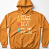 Pickleball Gildan Fleece Hoodie, Peace Love Pickleball Vintage Graphic, Court Pullover thumbnail 9