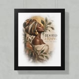 Black Woman Art Framed Poster, Rooted and Rising African Wall Art Print, Boho Melanin Wall Decor, Afrocentric Heritage Botanical Poster thumbnail 2