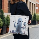 Halloween Tote Bag, Ghost Makeup Tote, Spooky Season Bag, Cute Ghost, Makeup Lover Gift, Halloween Party Favor, Trick or Treat Bag thumbnail 3