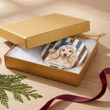 Golden Dog Christmas Ornament 2026, Cute Puppy in Blue Santa Hat Holiday Decor, Vintage Striped Pet Keepsake Gift for Dog Mom Dog Lover thumbnail 4