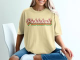 Pickleball Comfort Colors Shirt, Pickleball Retro 1970s Striped Script Lettering, Vintage Graphic Tee thumbnail 13