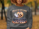Pedal Like Youre Being Haunted TShirt, Funny Halloween Tee, Skeleton Spin Class Shirt, Pumpkin Disco Ball Ghost Graphic Tee thumbnail 6