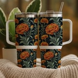 Marigold Tumbler Design, Floral Digital Papers, Watercolor Flower Backgrounds, Printable Tumbler Png, Digital Scrapbooking Paper thumbnail 9