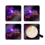 Grand Wagoneer Corkwood Coaster Set, Raccoon Road Trip, Classic Car Art, Car Lover Gift, Fun Coasters, Housewarming Present thumbnail 5