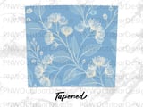 20oz Tumbler Sublimation Design PNG, Blue Floral Seamless Digital Tumbler Wrap, Skinny Floral Botanical Flower Instant Download thumbnail 14