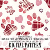 Digital Pattern Bundle, Paw Print, Heart, Seamless Repeat Pattern, Commercial Use, Digital Paper, Pet Lovers, Fabric Design, Cute Pattern thumbnail 1