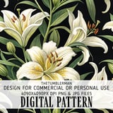 White Lily Floral Tumbler Design, Digital Paper, Flower Background, Printable Tumbler PNG, Junk Journal Pages, Digital Scrapbooking Paper thumbnail 13