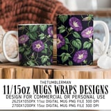 Purple Morning Glory Tumbler Design, Watercolor Flower Digital Paper, Floral Junk Journal, Printable Tumbler PNG, Digital Scrapbook thumbnail 4