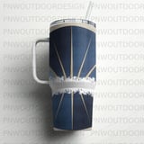 Distressed Sun Rays Digital, 40oz Tumbler Sublimation Wrap, Seamless Tapered Design, Blue and Gold Digital Download thumbnail 5