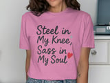Knee Surgery T-Shirt, Steel Knee, Sass Soul Shirt, Recovery Gift Tee, Funny Surgery Shirt, Knee Replacement, Get Well Soon Gift thumbnail 1