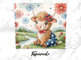 Patriotic Highland Cow 20oz Seamless Tumbler Wrap, 4th of July Cow Tumbler Design, Cute Animal Sublimation, USA Flag Tumbler Wrap thumbnail 5