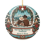 Western Couple Christmas Ornament, Personalized Country Snow Globe Keepsake, Rustic Holiday Tree Decor, Romantic Cowboy Gift for Her or Him thumbnail 4